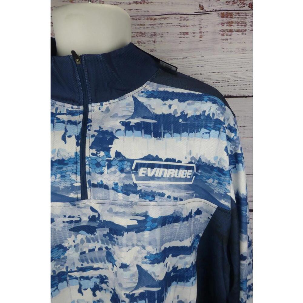 FISHSTAR Evinrude Men's 3XL Long Sleeve 1/4 Zip Fishing Shirt Performance D8 - Picture 2 of 8